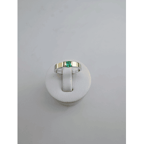 Compromiso en oro plata y esmeralda natural