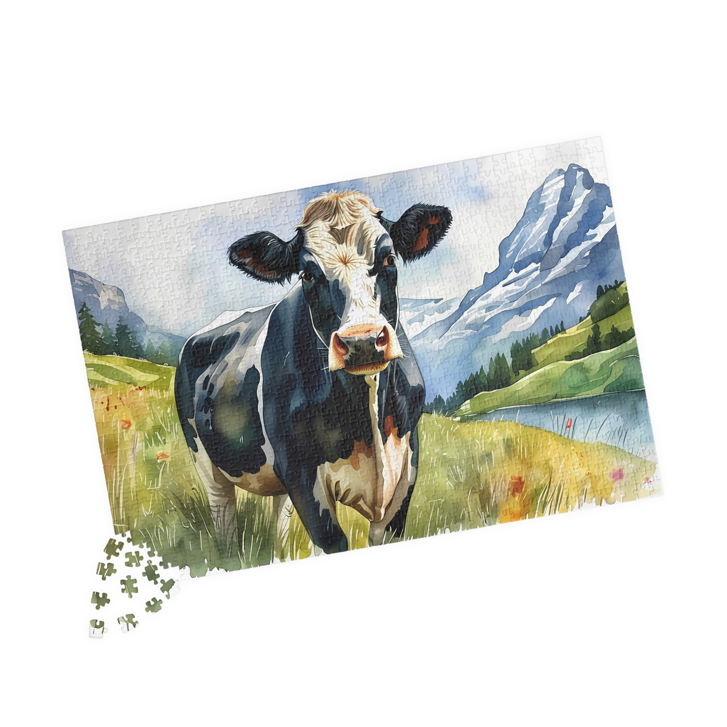 Pasture Grace: Watercolor Cow Puzzle 10