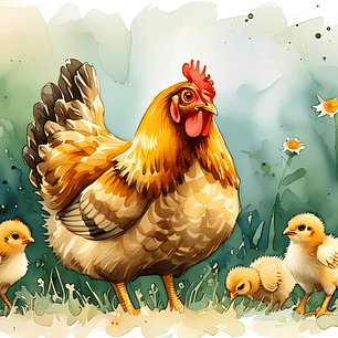 Country Charm: Watercolor Chicken Family Puzzle