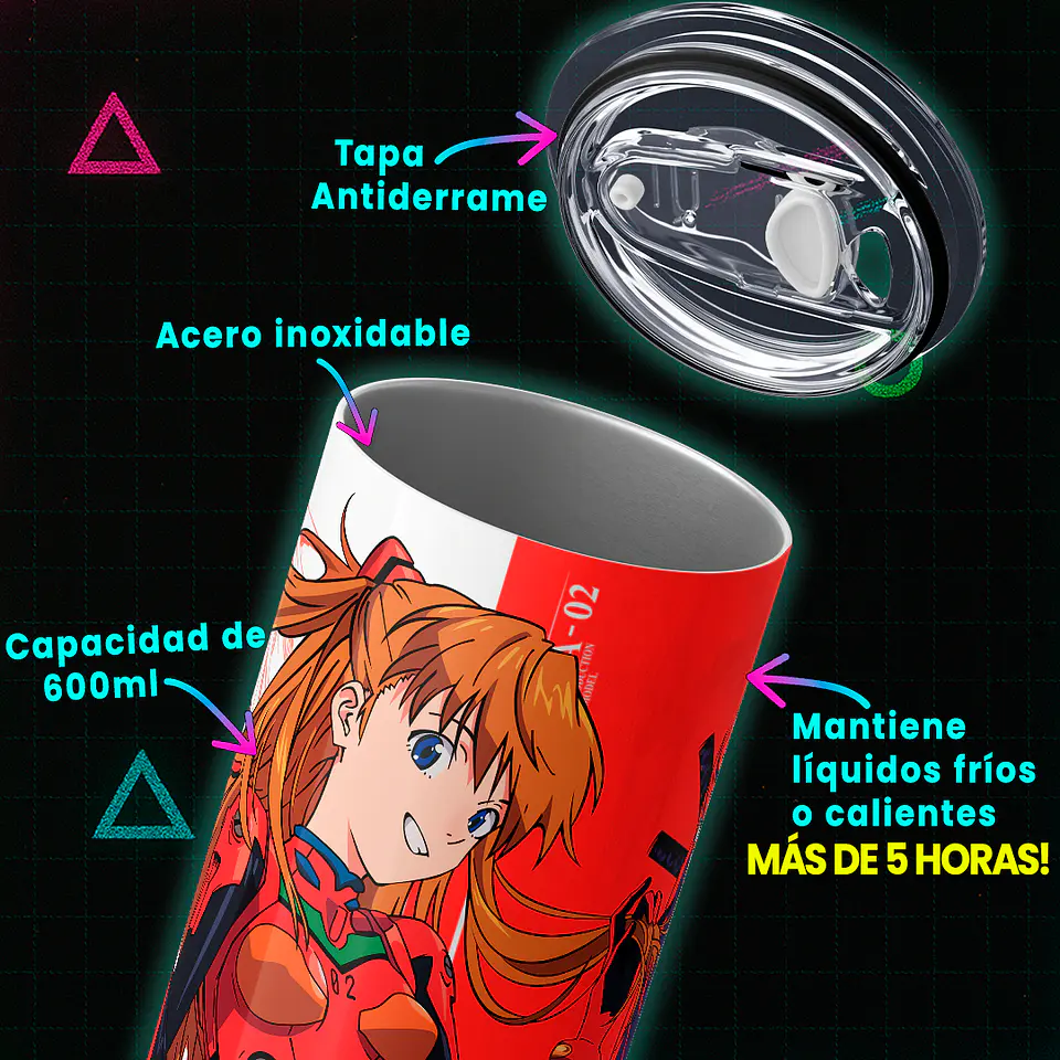 Vaso térmico 600ml - Asuka Evangelion 3