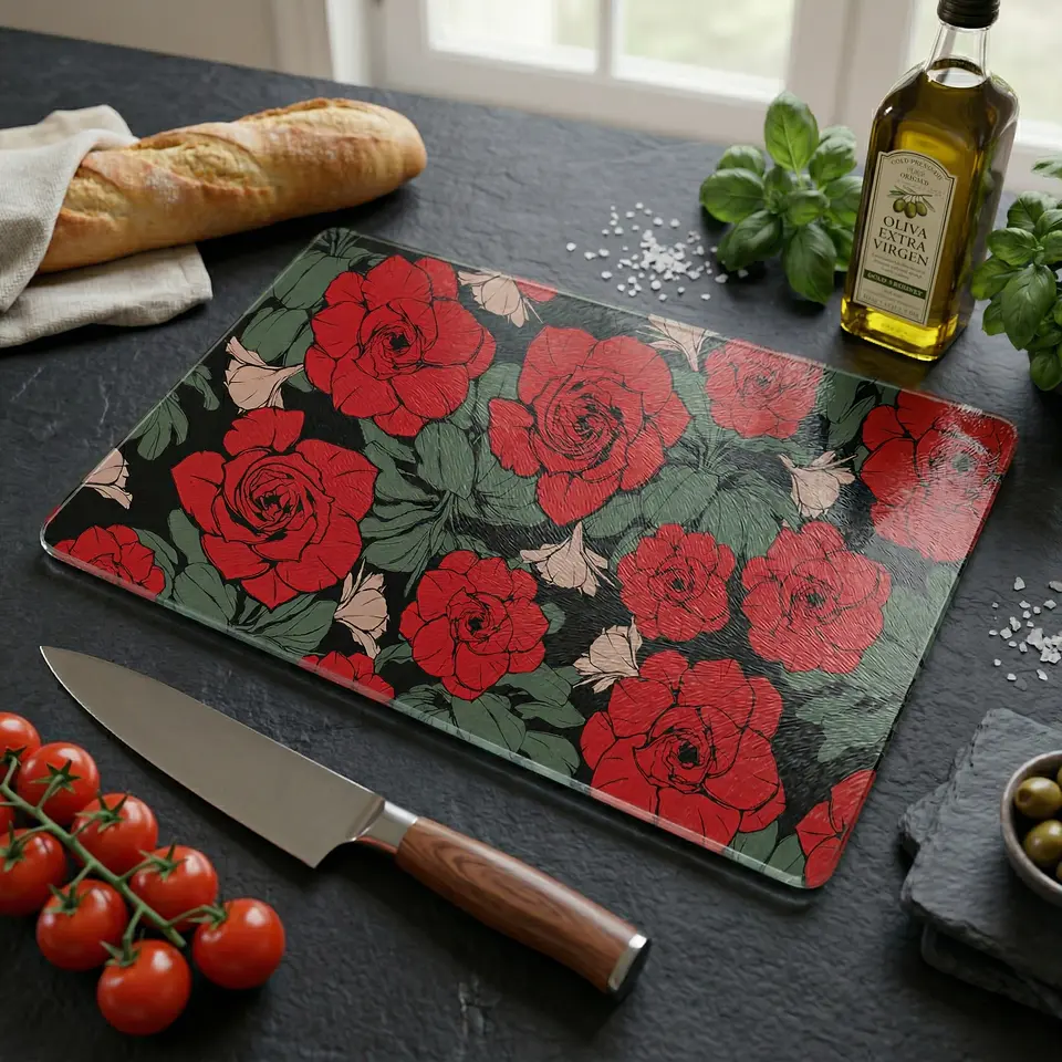 Tabla de cocina - Diseño Rosas 3