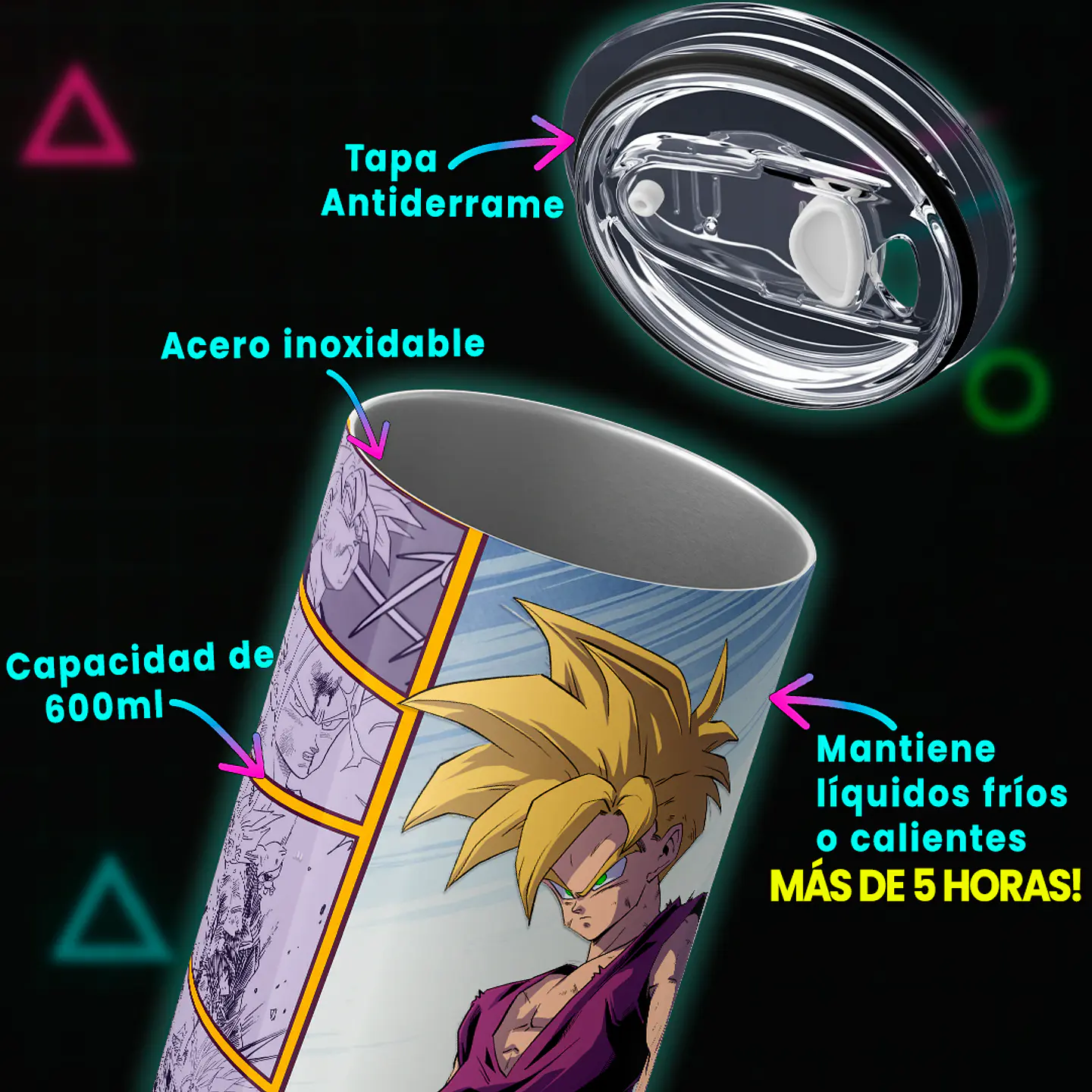 Vaso térmico 600ml - Gohan SSJ2 4