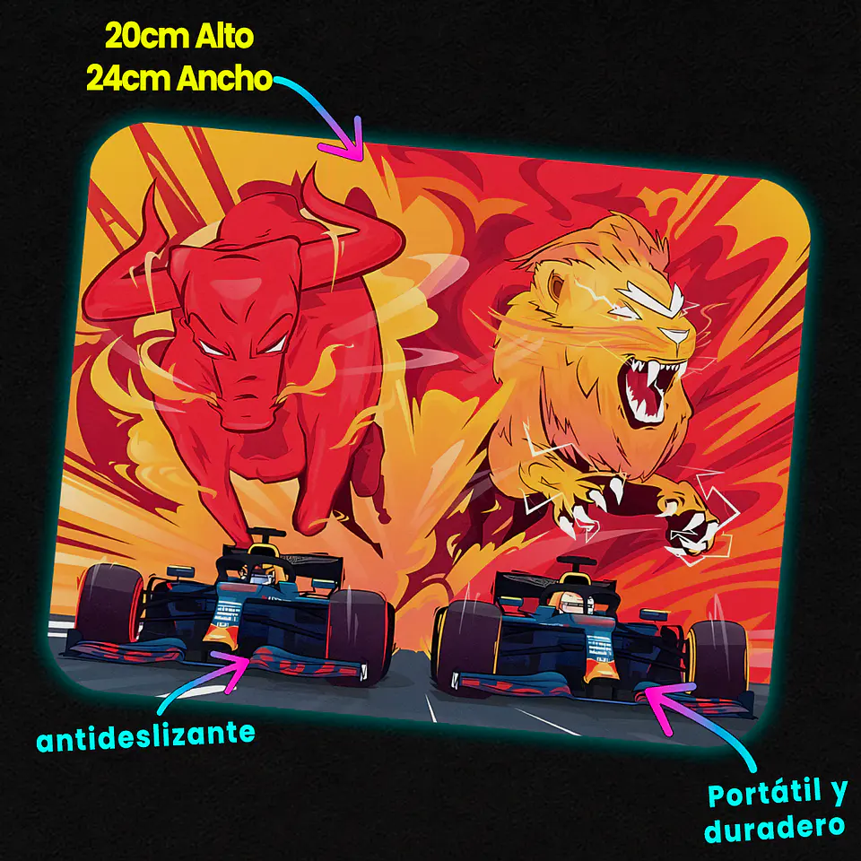 Mousepad 20x24 cm - Diseño Redbull Fire Grid 2