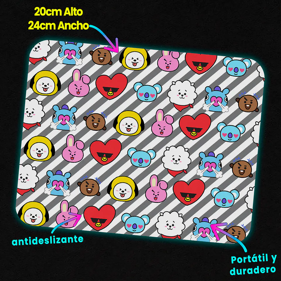 Mousepad 20x24 cm - Diseño BT21 Pop Parade 2