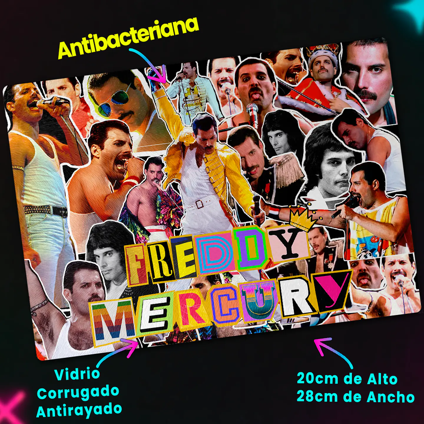 Tabla de cocina - Diseño Freddie Mercury Live Collage 2