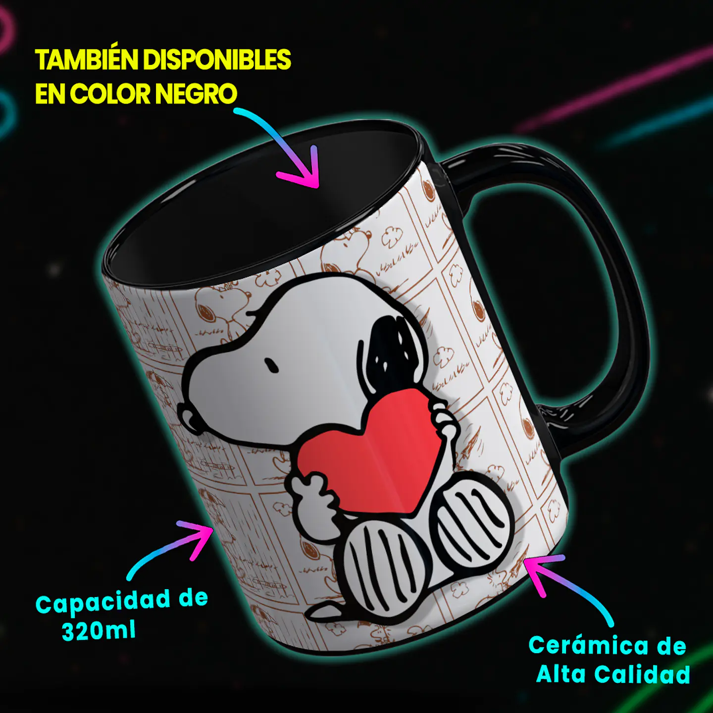 Taza 330ml - Diseño Snoopy Heart 3
