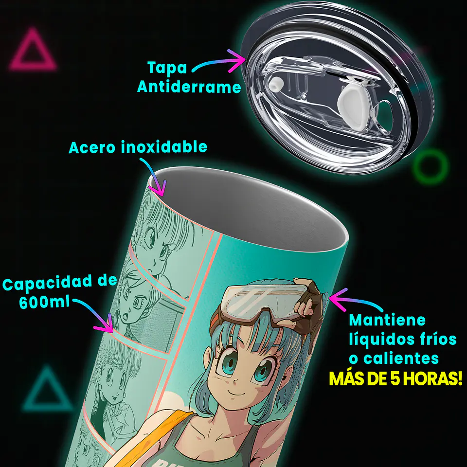 Vaso térmico 600ml - Diseño Bulma Retro Bloom 4