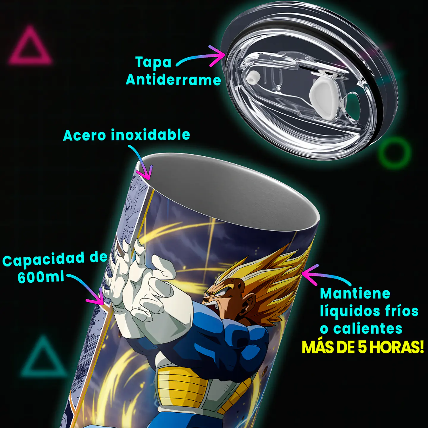 Vaso térmico 600ml - Diseño Vegeta Final Flash 5