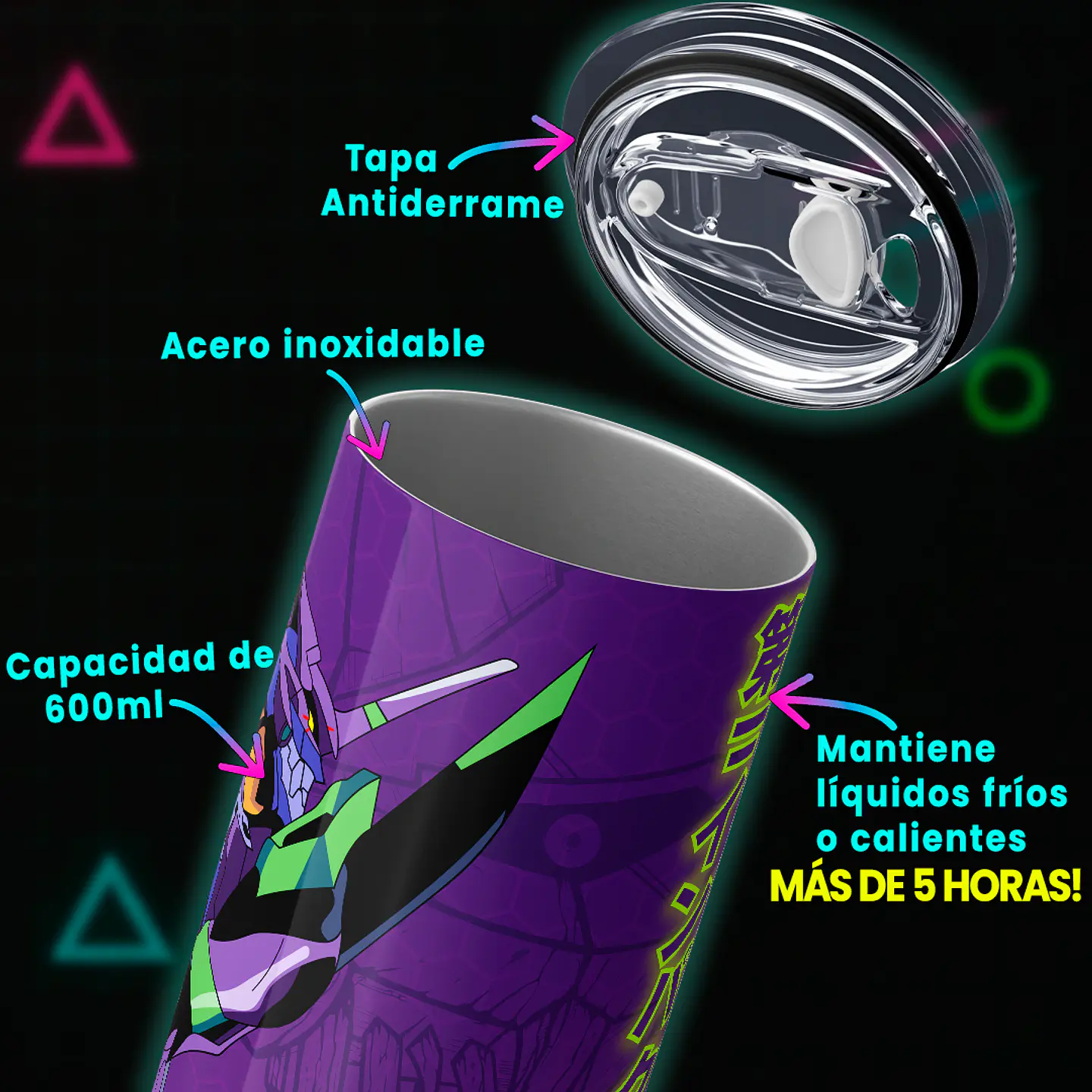 Vaso térmico 600ml - Diseño EVA 01 Warning Mode 4