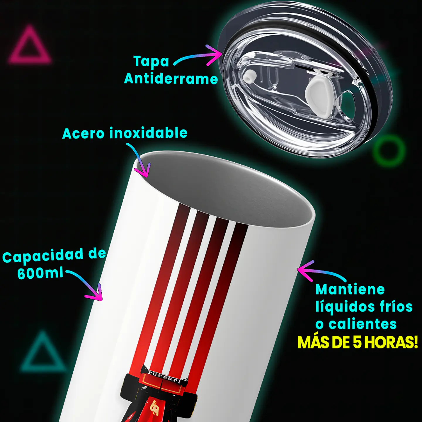 Vaso térmico 600ml - Diseño Ferrari Pole Line 4