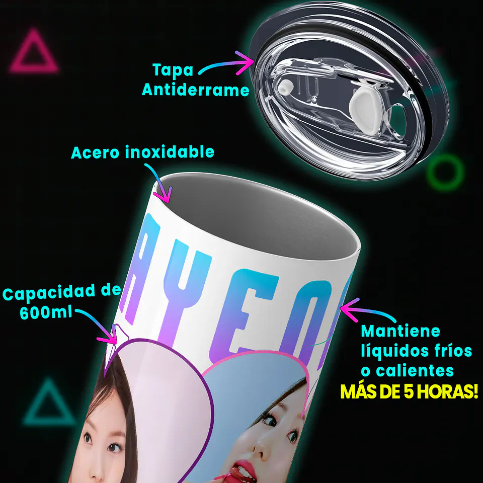 Vaso térmico 600ml - Diseño Nayeon Heart Glow 4