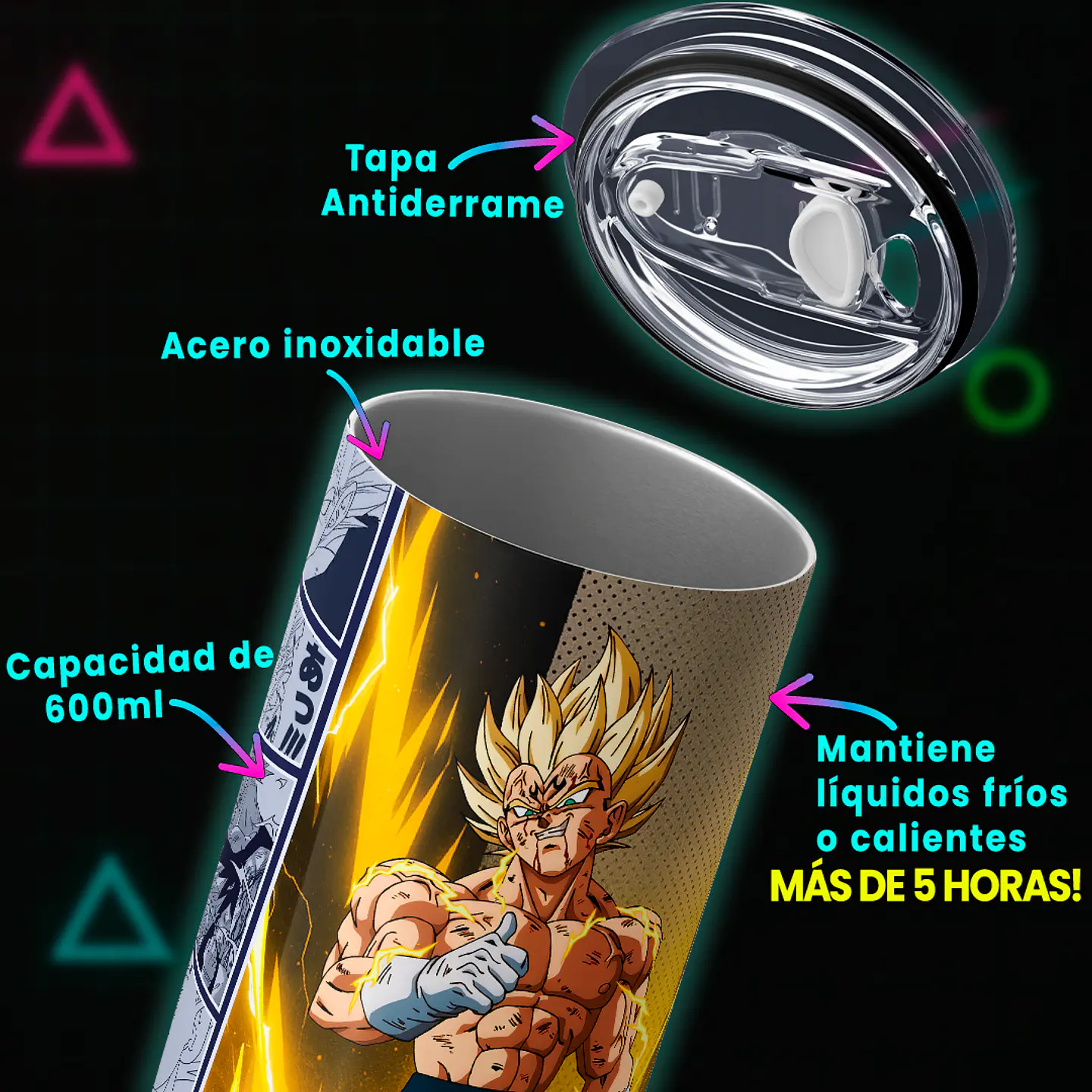 Vaso térmico 600ml - Diseño Majin Vegeta 3