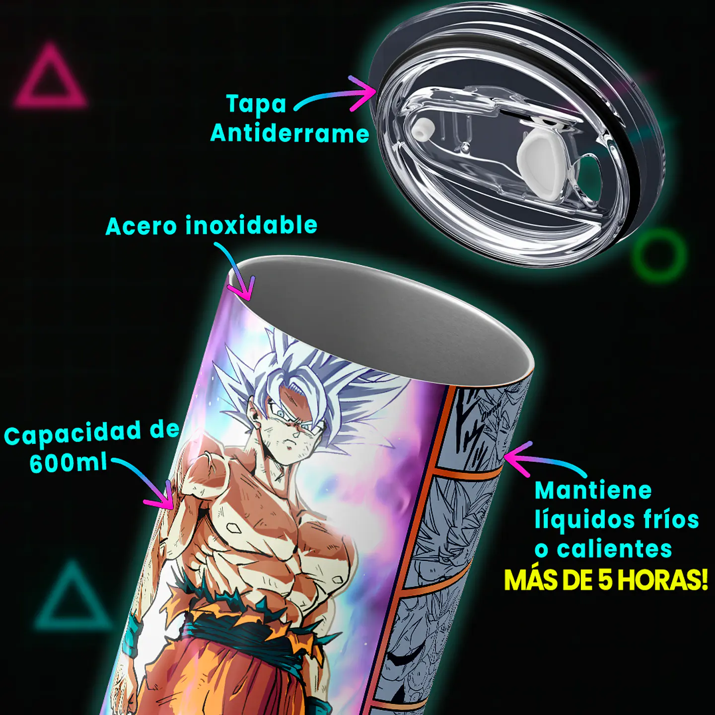 Vaso térmico 600ml - Diseño Goku Divine Aura 4