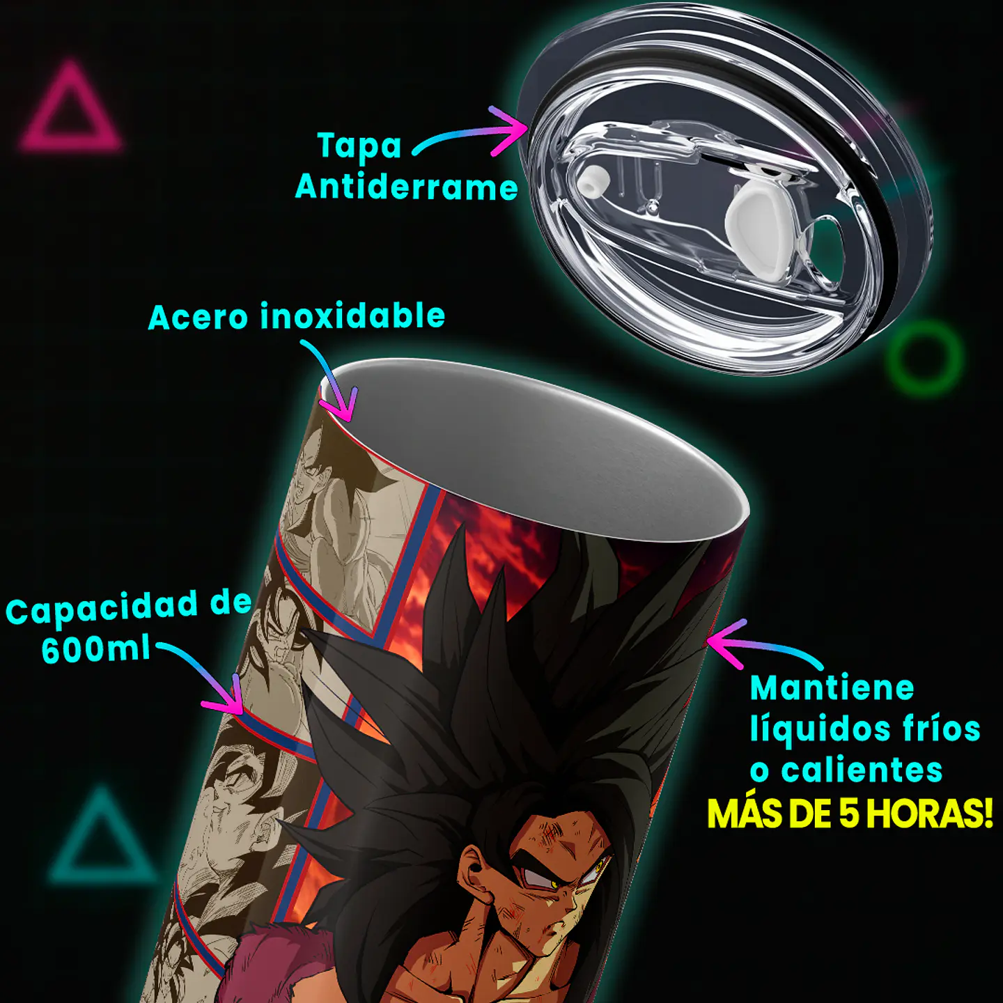Vaso térmico 600ml - Diseño Goku SSJ4 Primal Instinct 4
