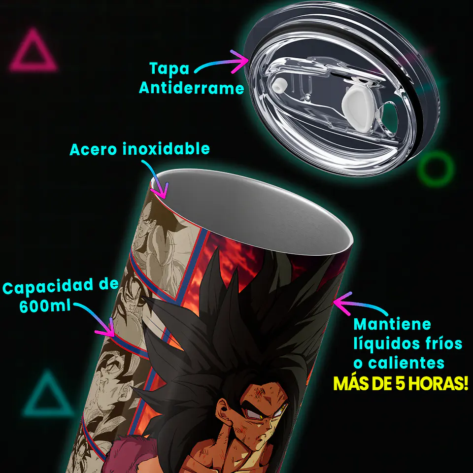 Vaso térmico 600ml - Diseño Goku SSJ4 Primal Instinct 4