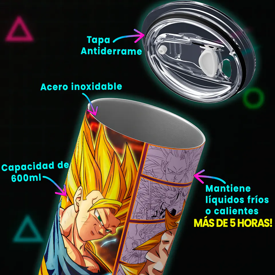 Vaso térmico 600ml - Diseño Goku SSJ3 Golden Warrior 4