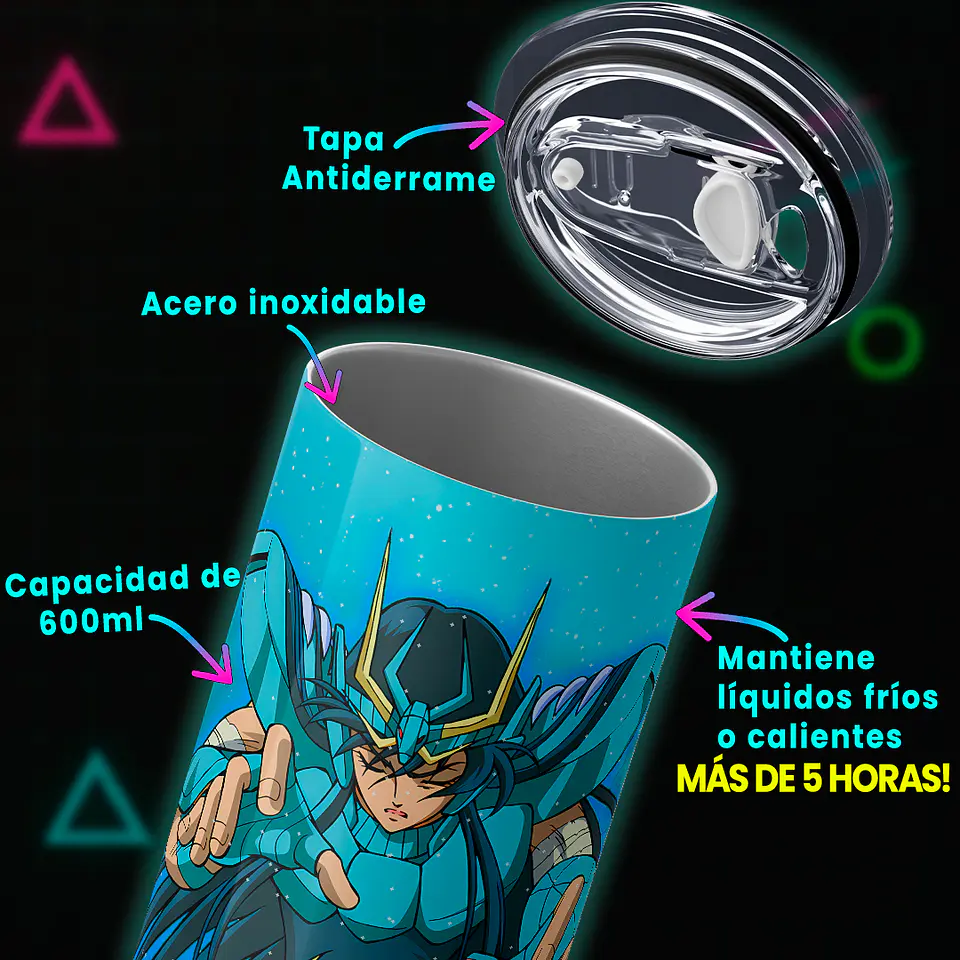 Vaso térmico 600ml - Diseño Shiryu de Dragón 4