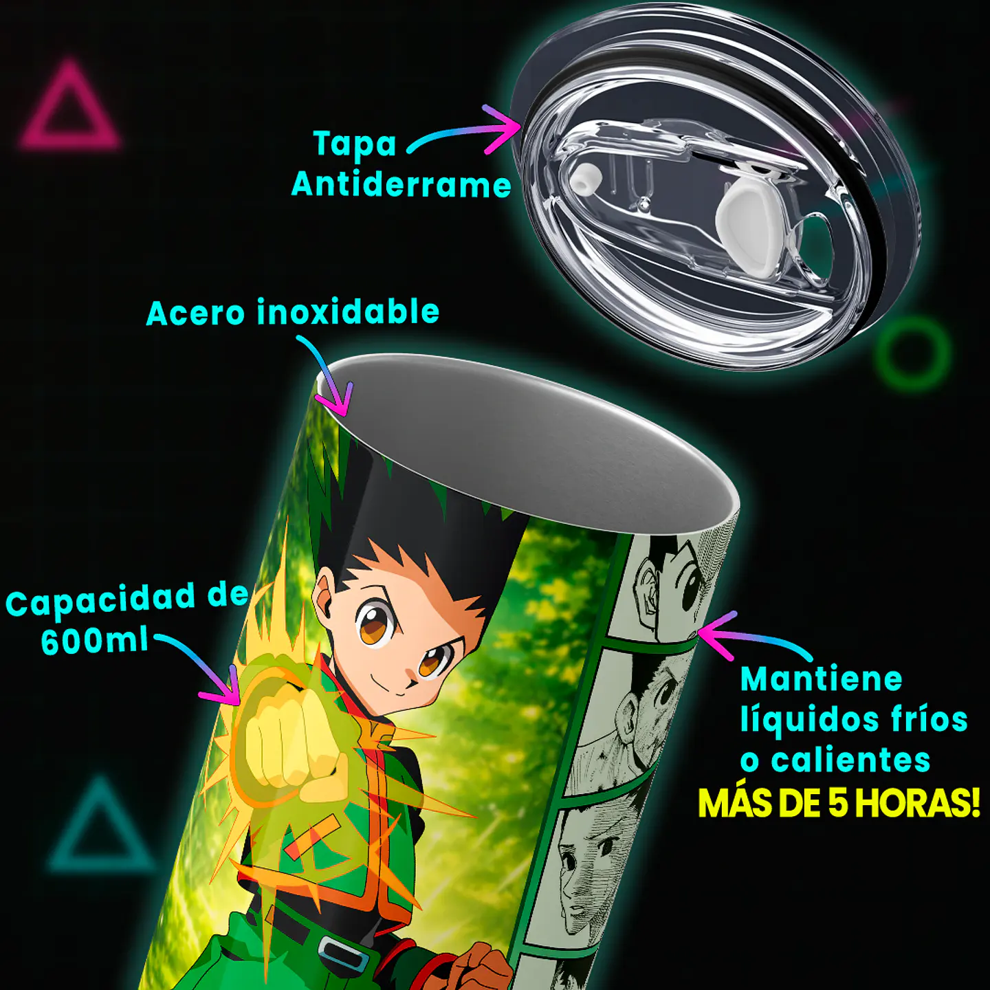 Vaso térmico 600ml - Diseño Gon Freecss 4