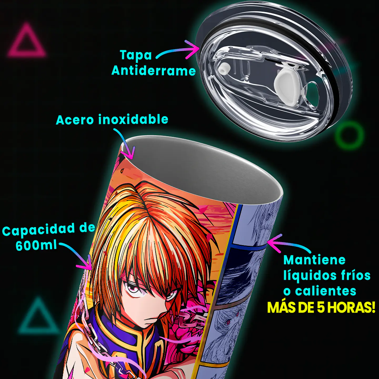 Vaso térmico 600ml - Diseño Kurapika Scarlet Chains 4