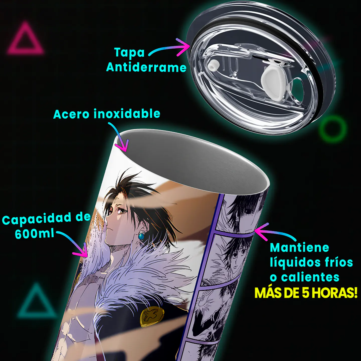 Vaso térmico 600ml - Diseño Chrollo Requiem Shadow 4