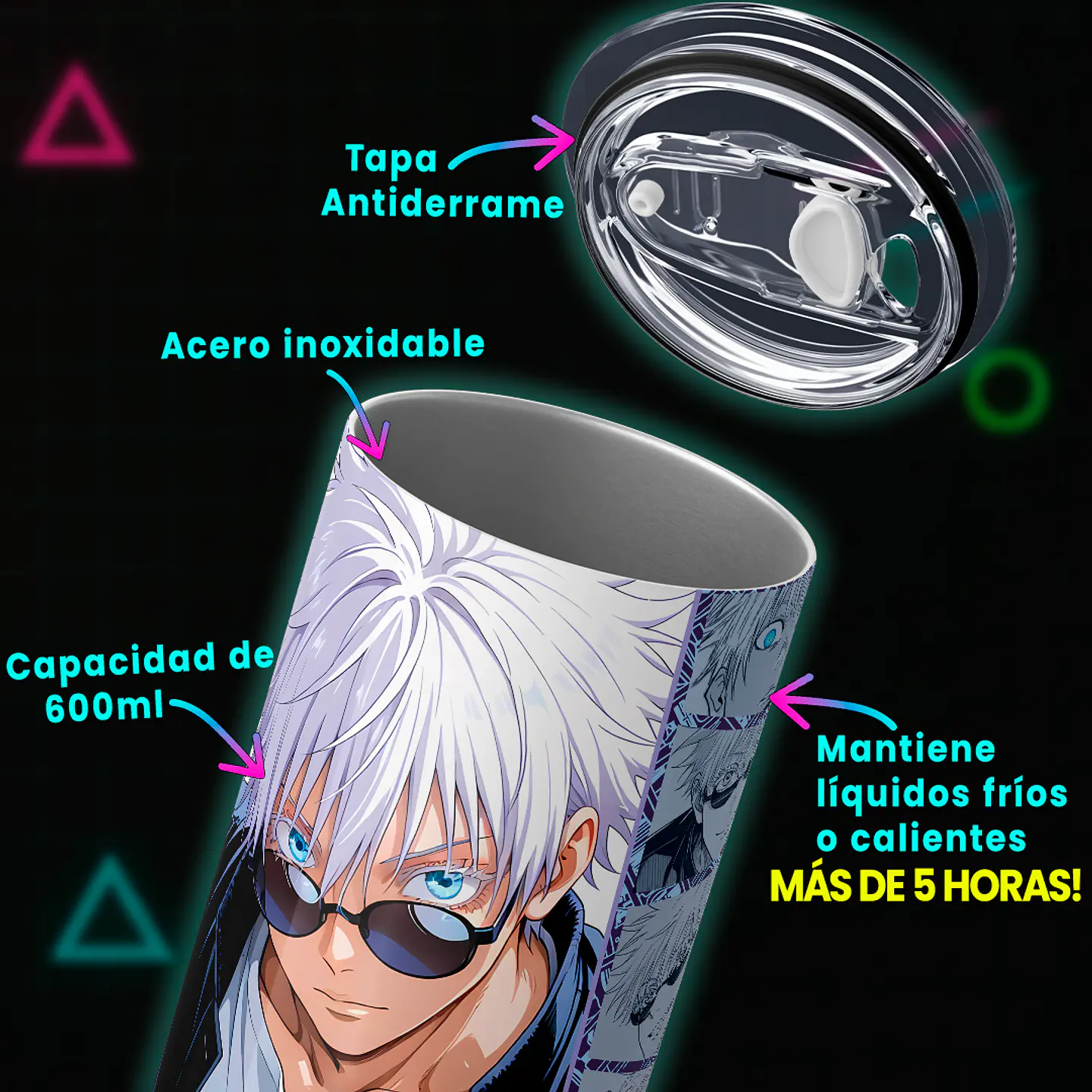 Vaso térmico 600ml - Diseño Satoru Gojo 4