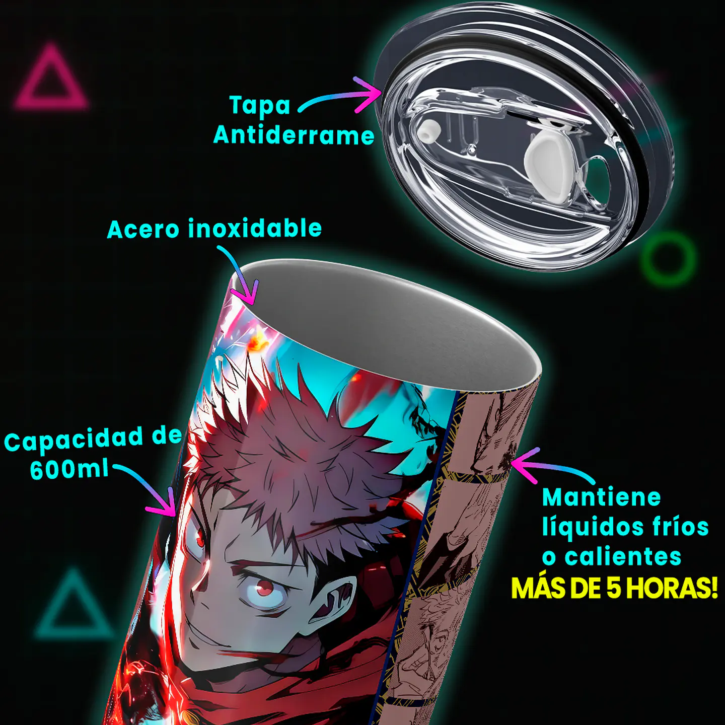 Vaso térmico 600ml - Diseño Yuji Itadori Cursed Spark 4
