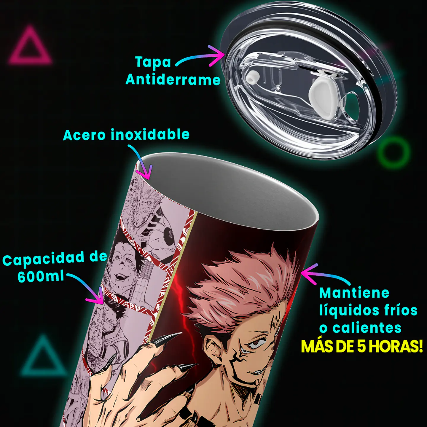 Vaso térmico 600ml - Diseño Sukuna Malevolent King 4