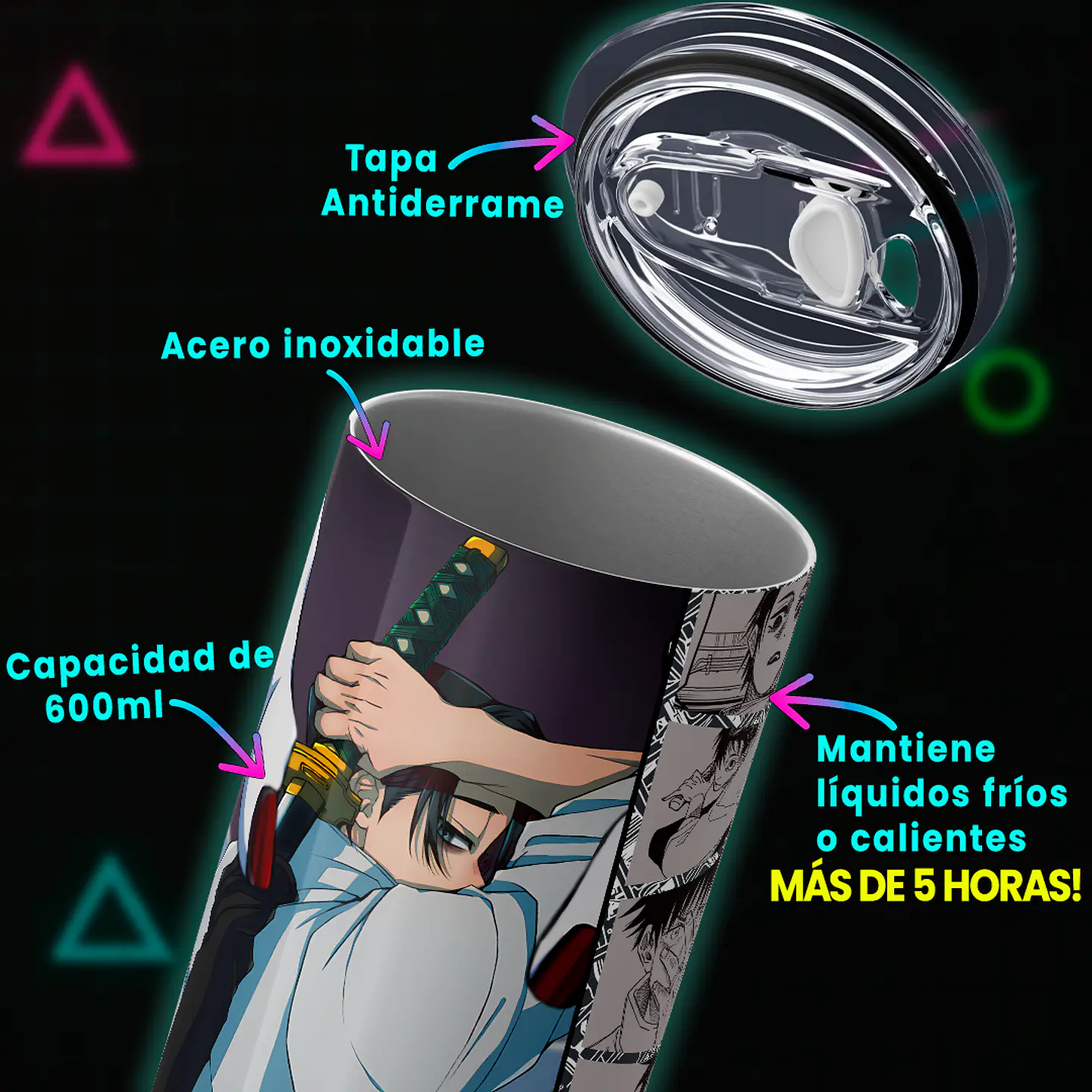 Vaso térmico 600ml - Diseño Yuta Okkotsu 4