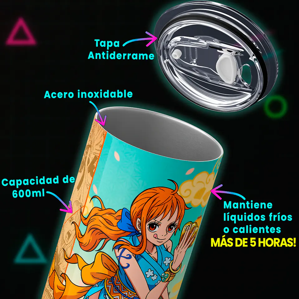 Vaso térmico 600ml - Diseño Nami Kunoichi Gold 4