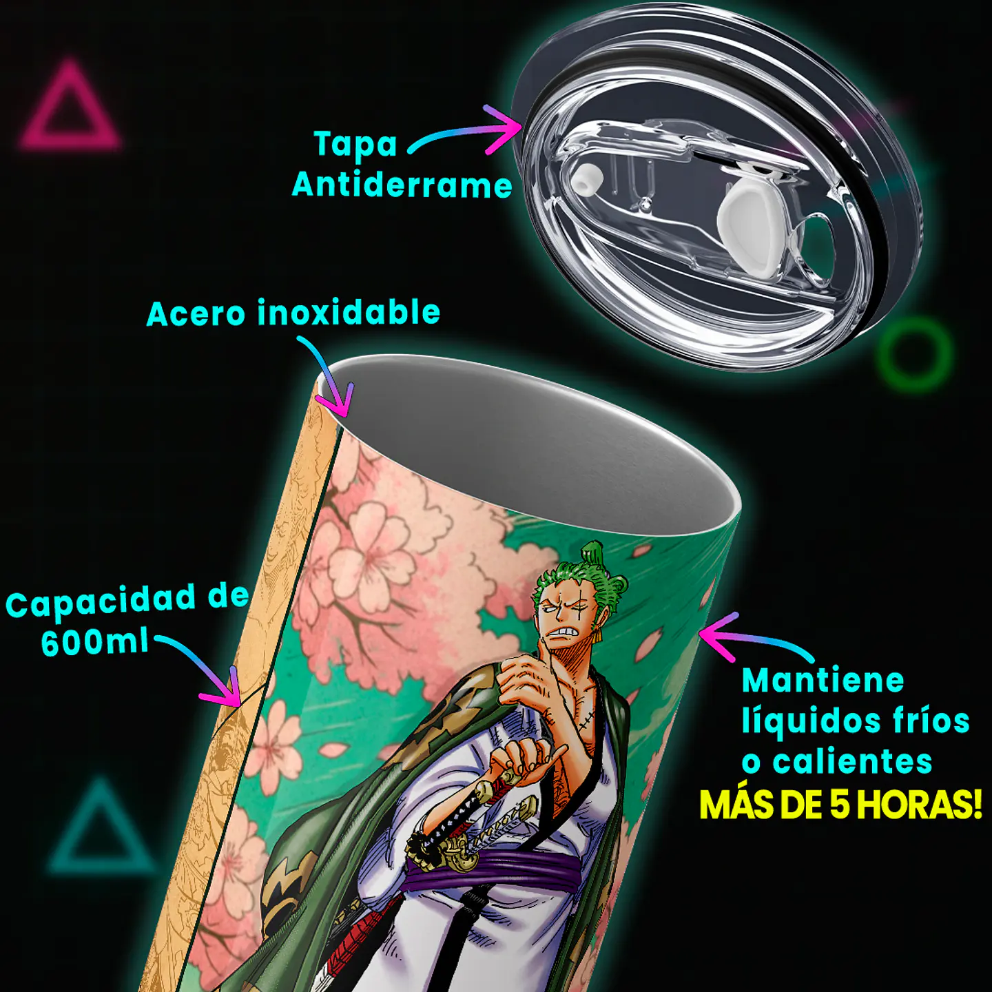 Vaso térmico 600ml - Diseño Zoro Enma Unleashed 4