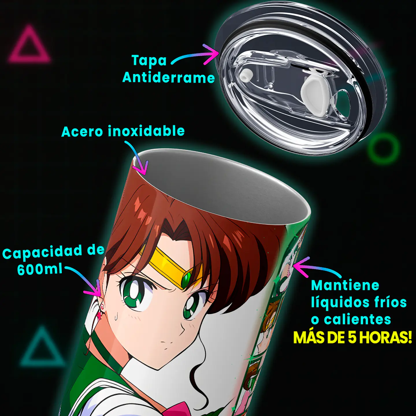 Vaso térmico 600ml - Diseño Sailor Jupiter Thunder Rose 4