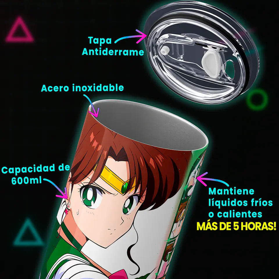 Vaso térmico 600ml - Diseño Sailor Jupiter Thunder Rose 4
