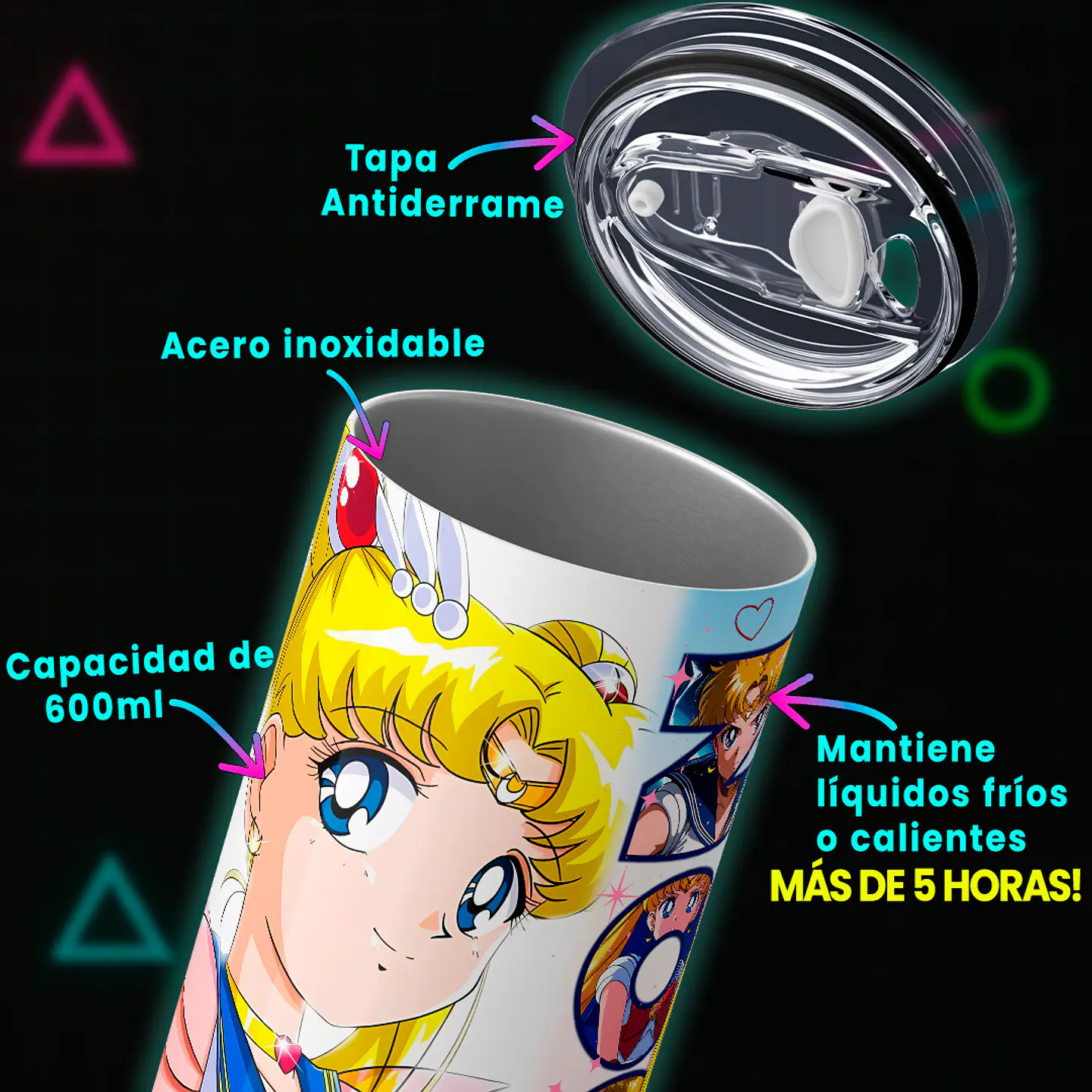 Vaso térmico 600ml - Diseño Sailor Moon Cosmic Prism 4