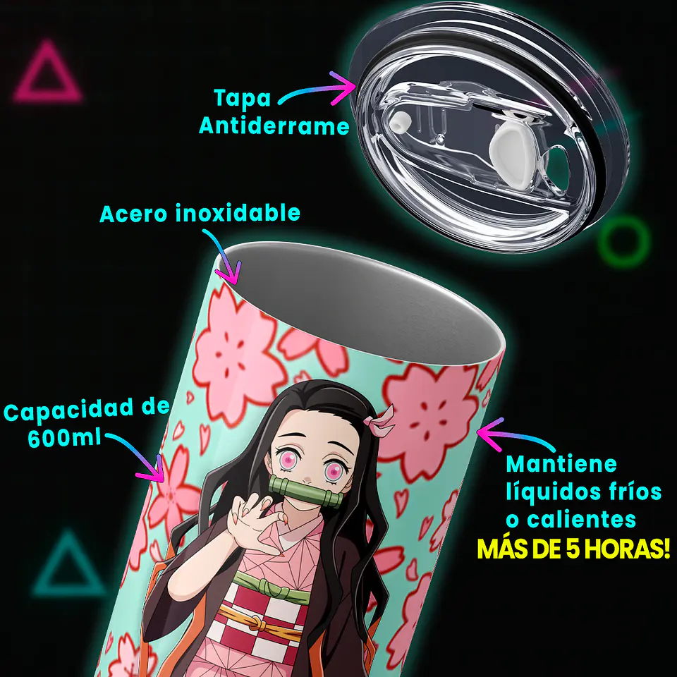 Vaso térmico 600ml - Diseño Nezuko Menthe Sakura 4