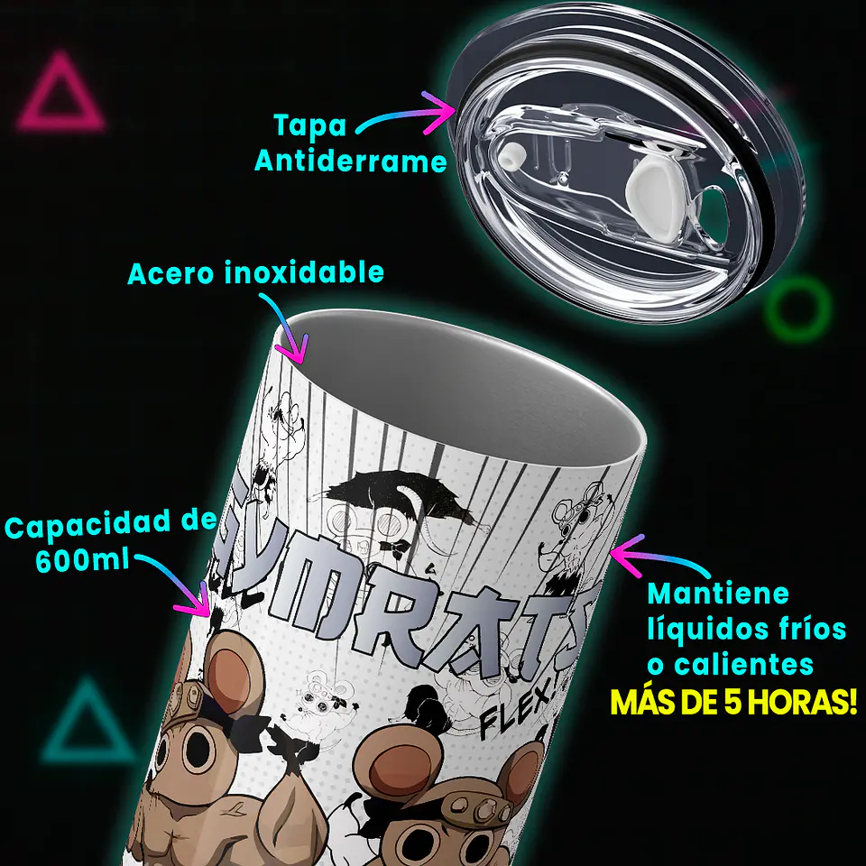 Vaso térmico 600ml - Diseño Muscle Mice Gymrats 4