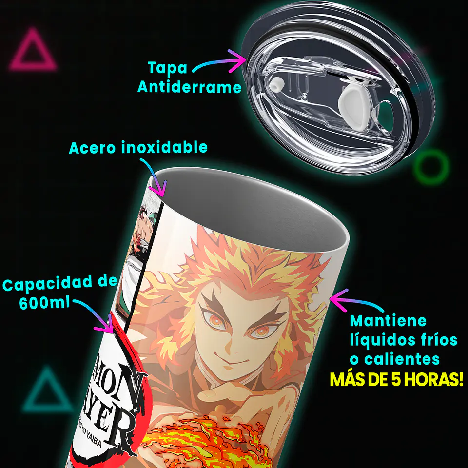 Vaso térmico 600ml - Diseño Tanjiro & Rengoku Flame Bond 4