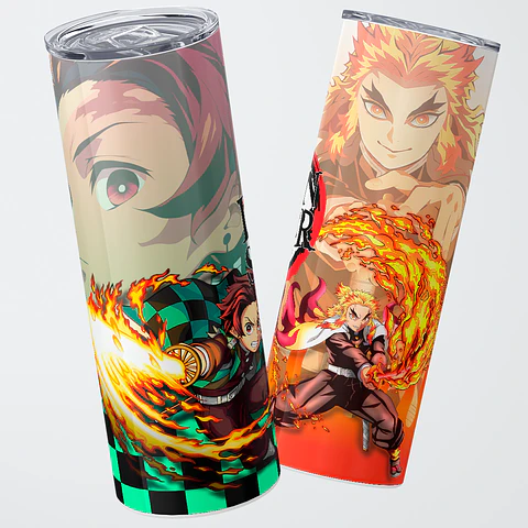 Vaso térmico 600ml - Diseño Tanjiro & Rengoku Flame Bond