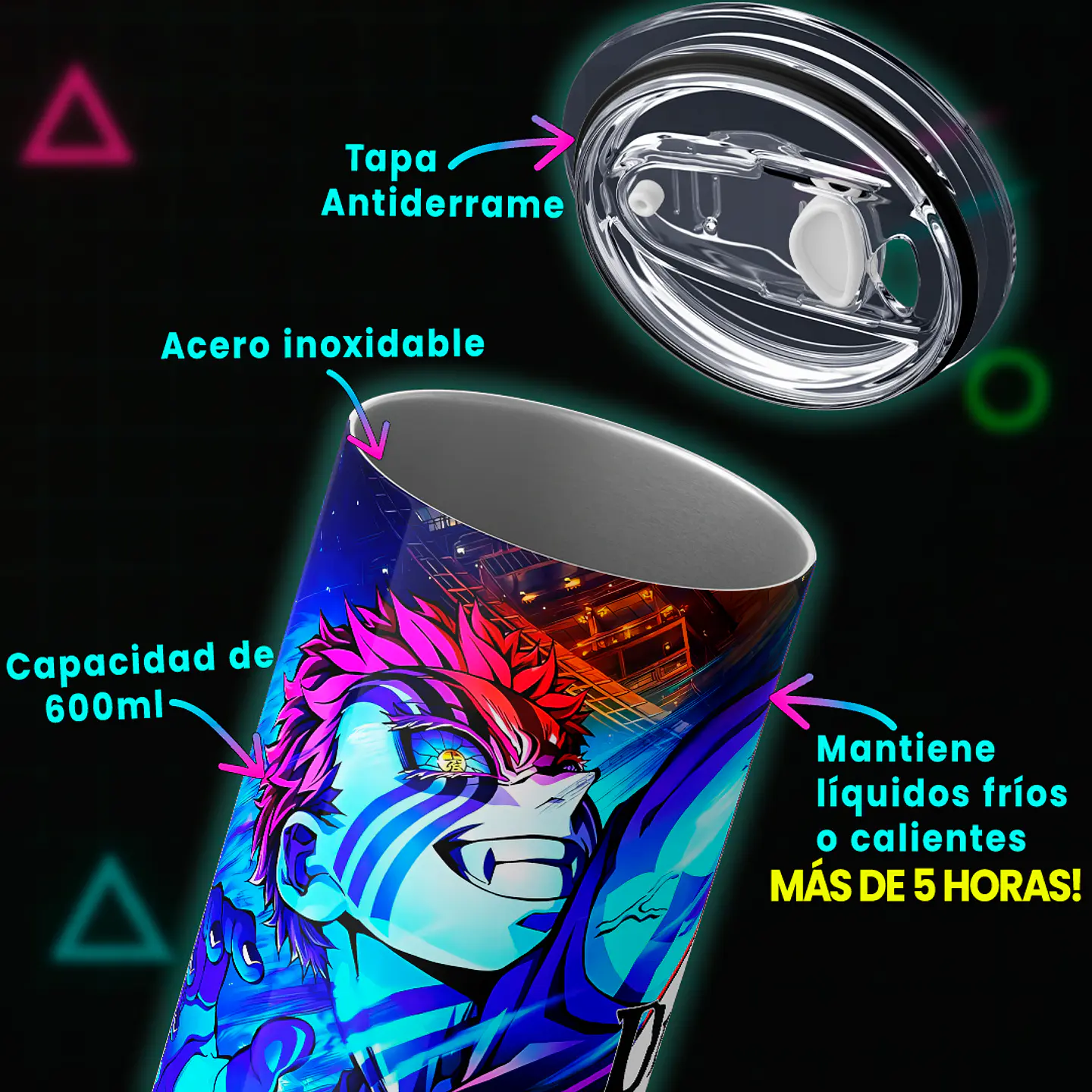Vaso térmico 600ml - Diseño Akaza Neon Strike 4
