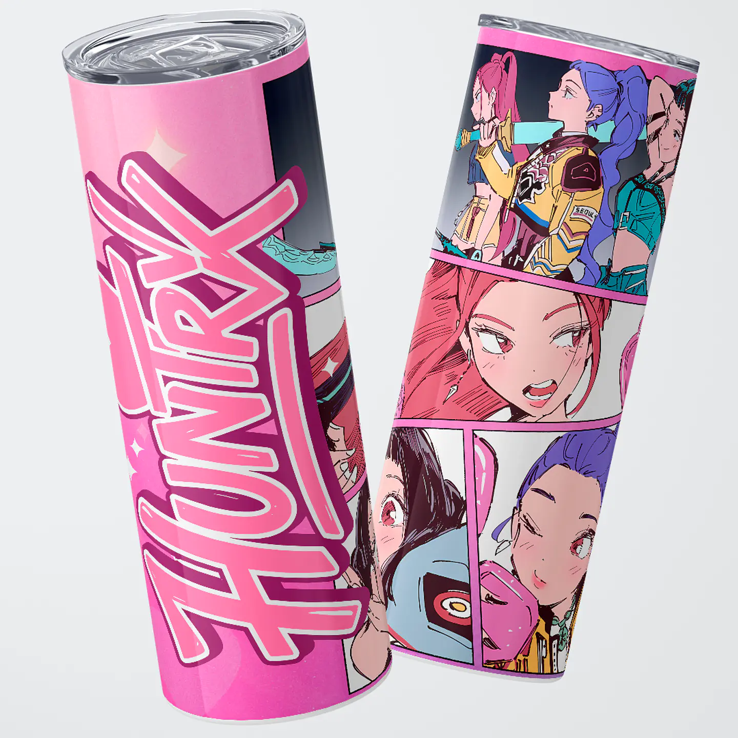 Vaso térmico 600ml - Diseño Huntrix Pink Panels 1