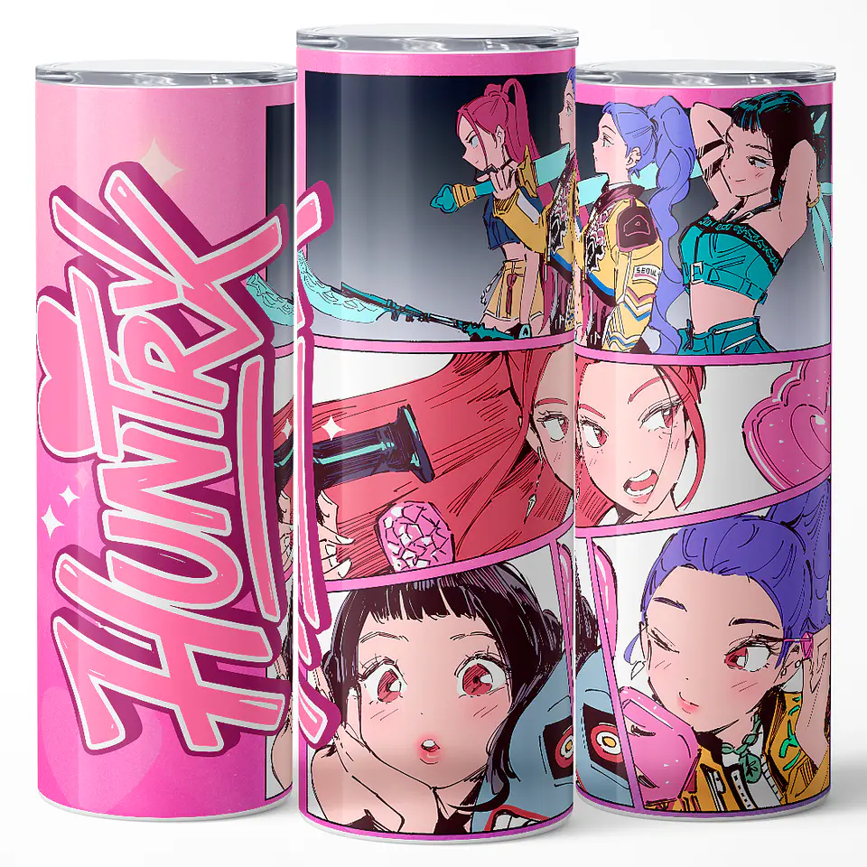 Vaso térmico 600ml - Diseño Huntrix Pink Panels 3