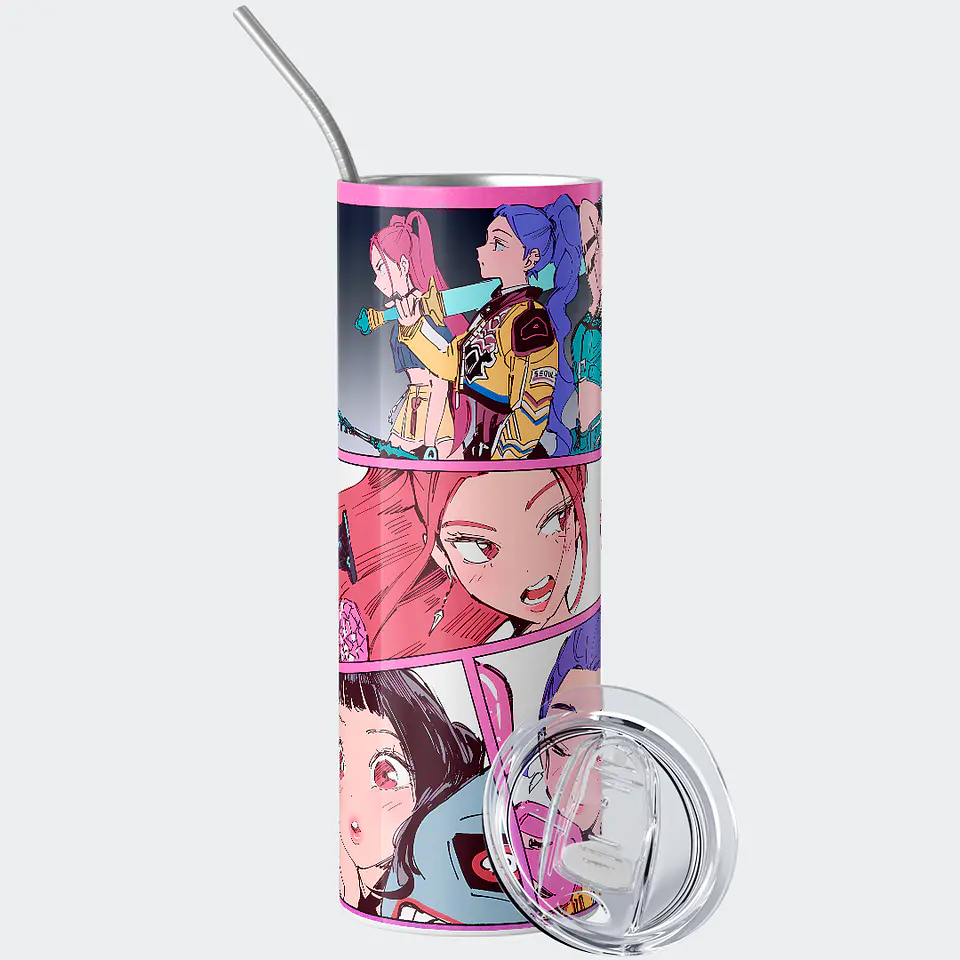 Vaso térmico 600ml - Diseño Huntrix Pink Panels 2