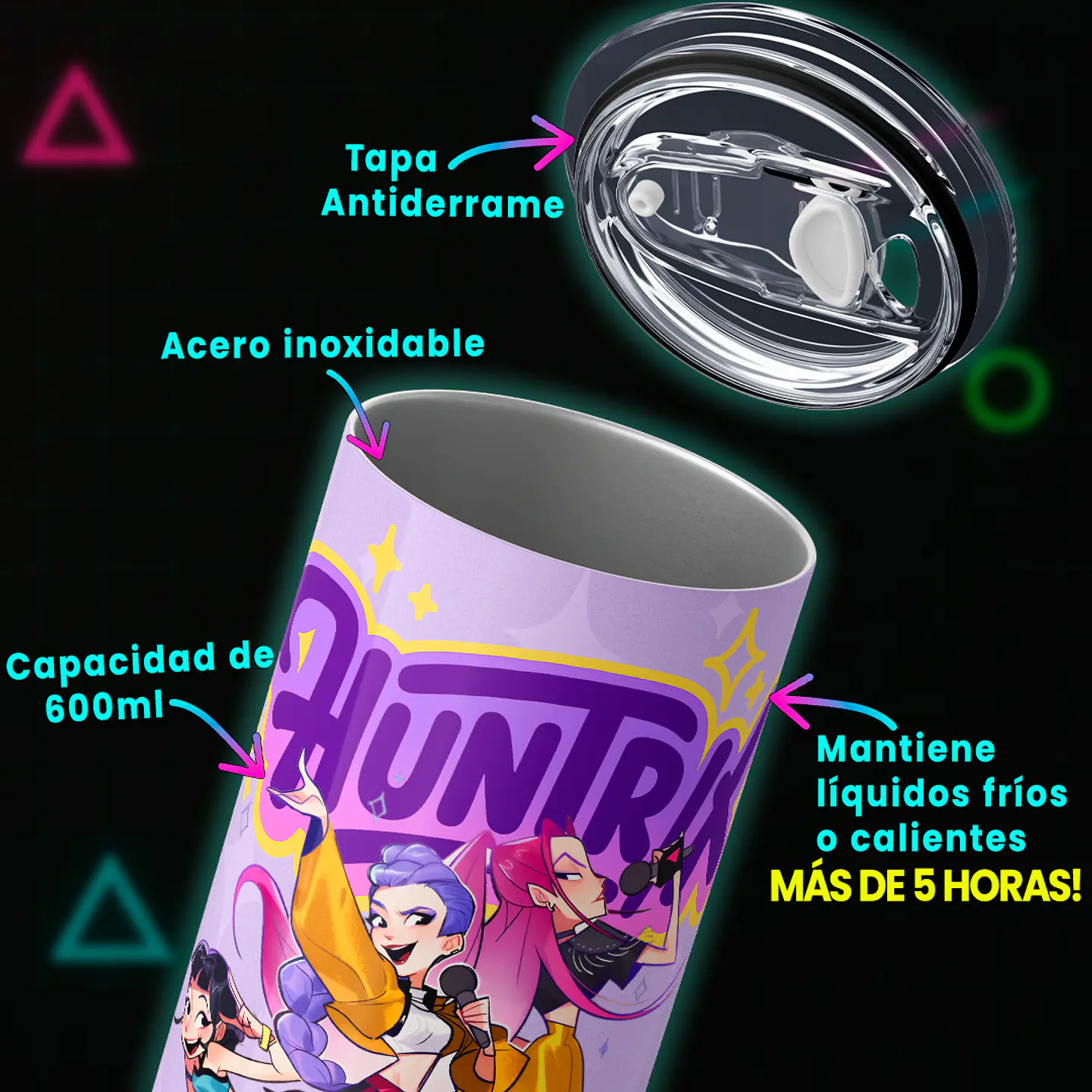Vaso térmico 600ml - Diseño Huntrix  4
