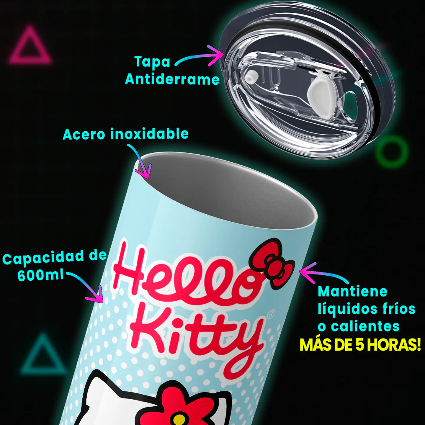 Vaso térmico 600ml - Diseño Hello Kitty Sky Polka Dots 3