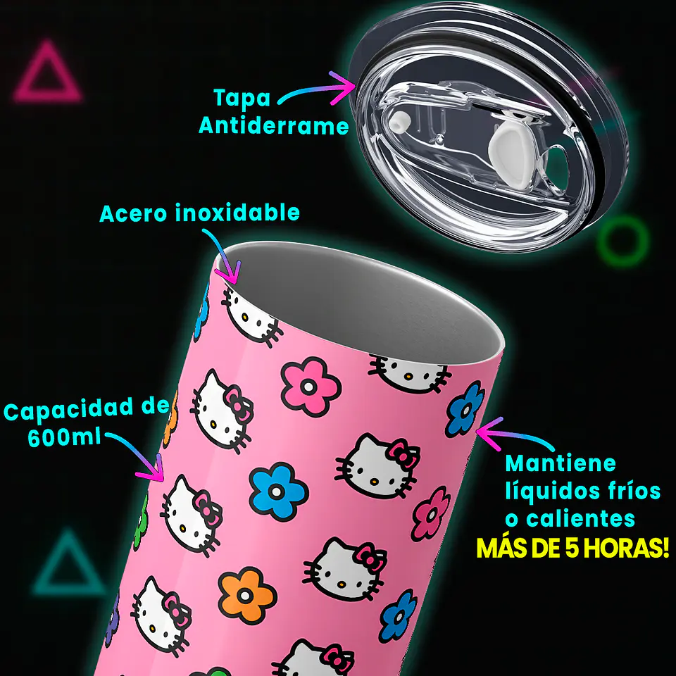 Vaso térmico 600ml - Diseño Hello Kitty Pink Flower Garden 3