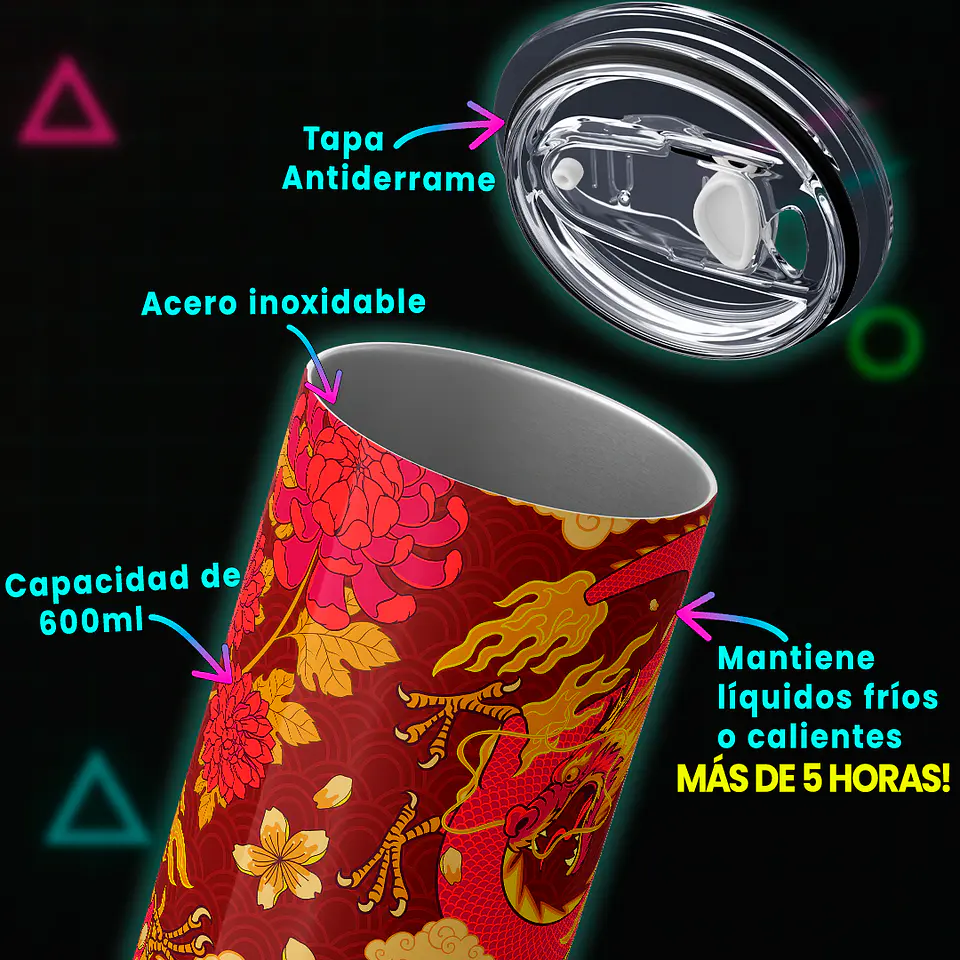 Vaso térmico 600ml - Diseño Oriental Dragon Bloom 4