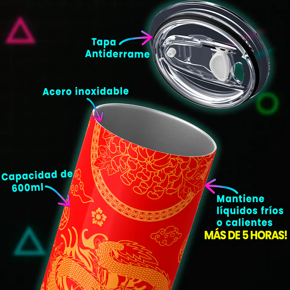 Vaso térmico 600ml - Diseño Golden Imperial Dragon 4