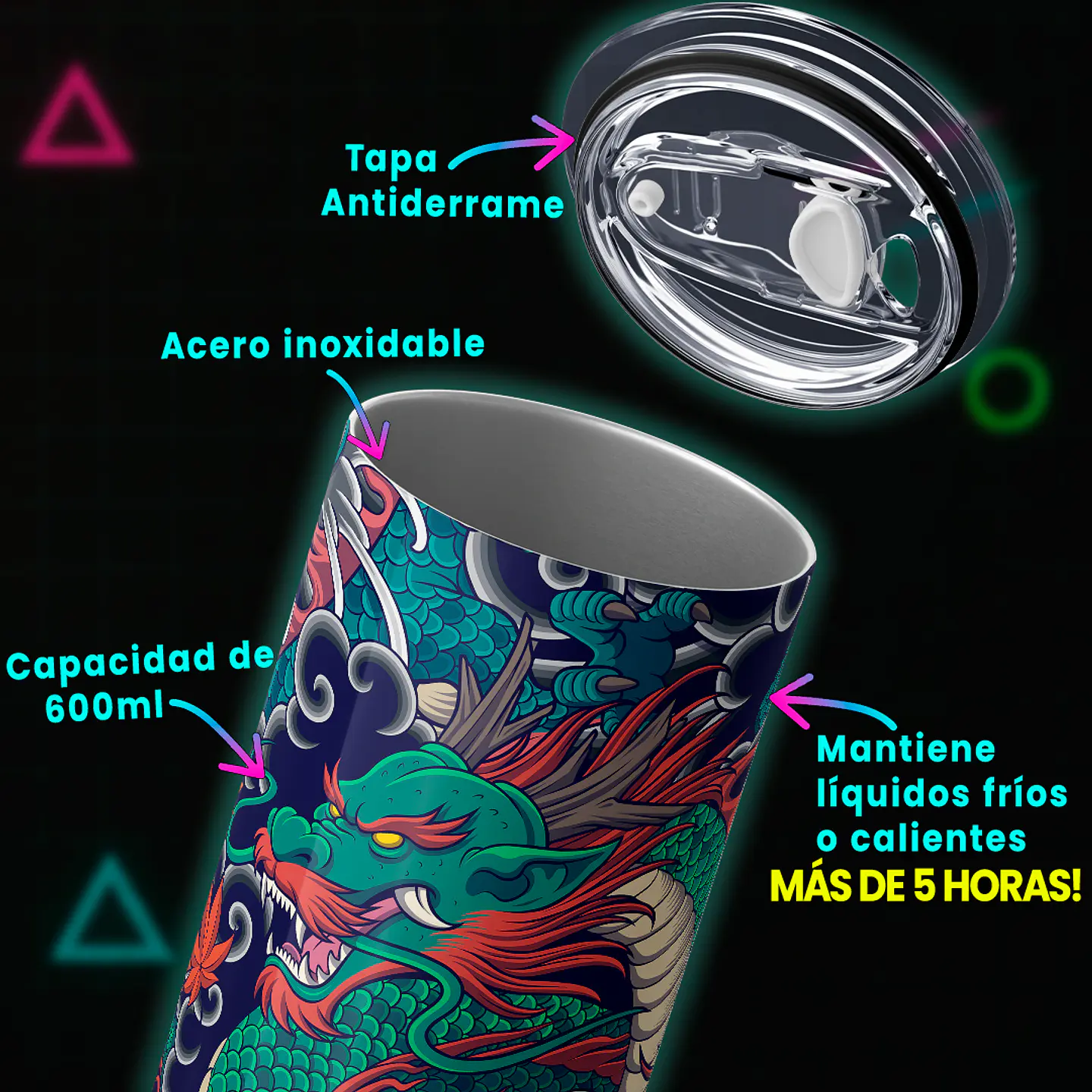 Vaso térmico 600ml - Diseño Emerald Ryu Spirit 4