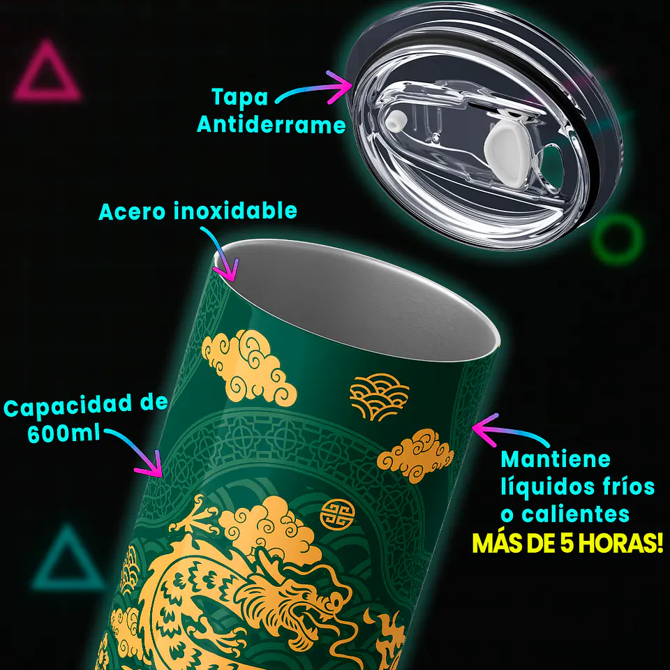 Vaso térmico 600ml - Diseño Jade Imperial Guardian 4