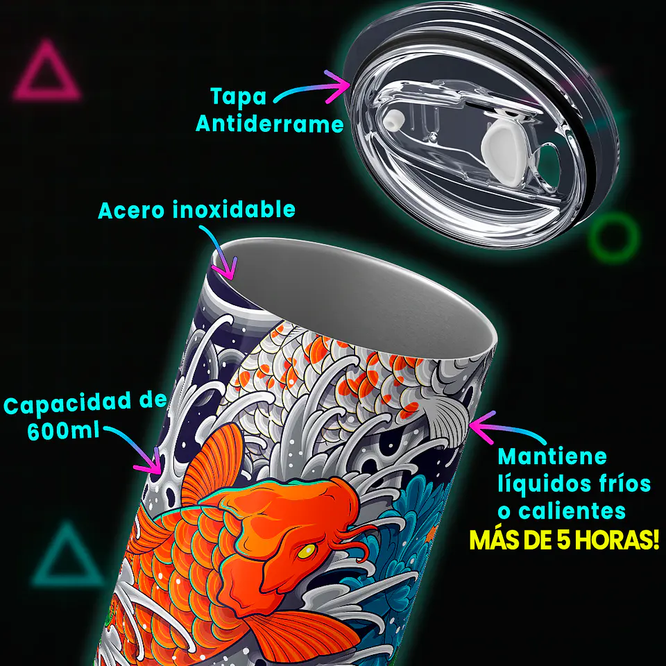 Vaso térmico 600ml - Diseño Koi Serenity Wave 4