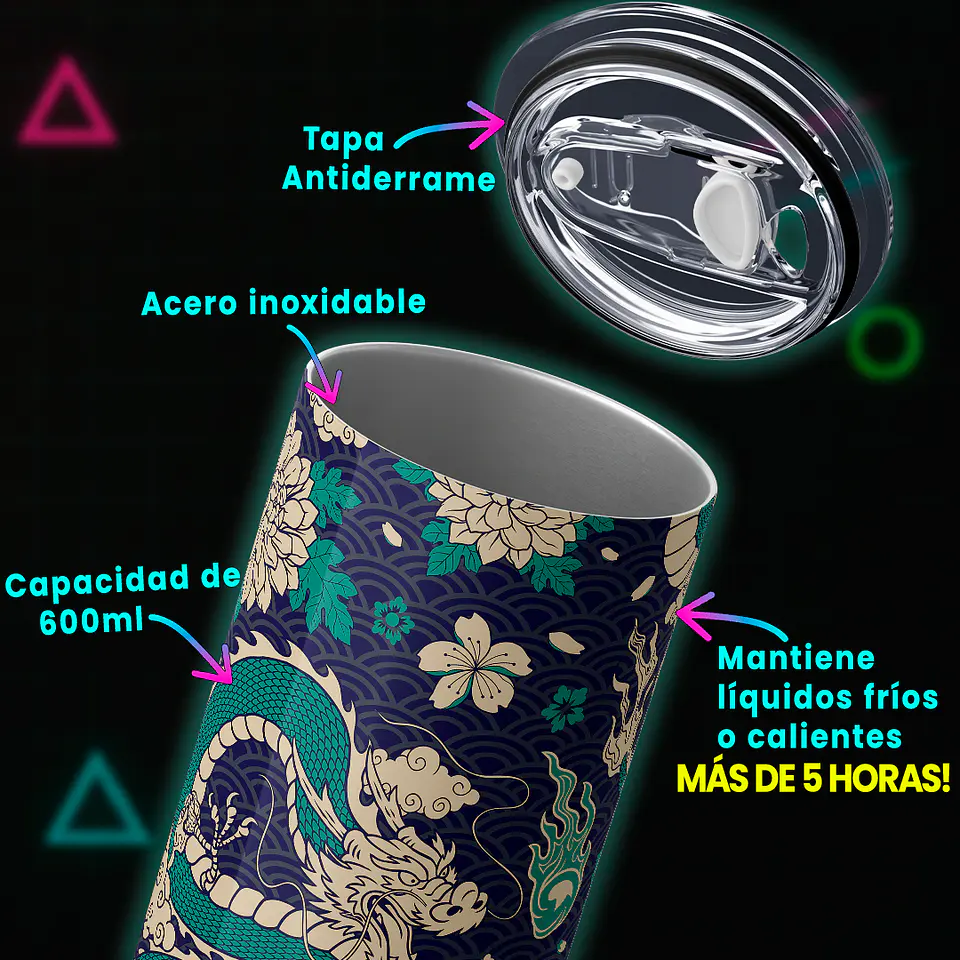 Vaso térmico 600ml - Diseño Midnight Azure Ryu 4